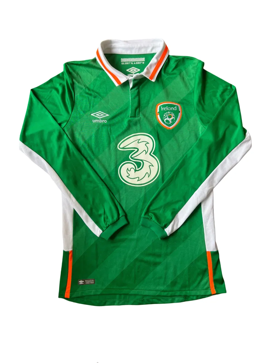 Umbro Ireland Home Jersey 2016 Small Long Sleeve